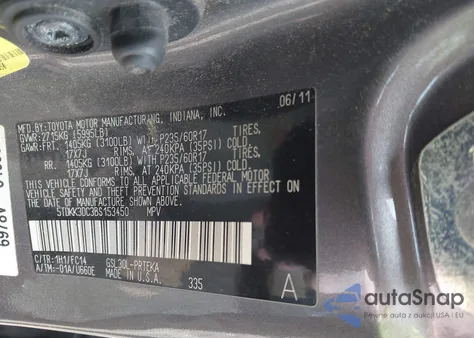 2011 Toyota Sienna Le V6 from USA, damaged, VIN 5TDKK3DC3BS153450